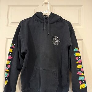 Y2k Spitfire Charcoal Hoodie with Fiery Emblem